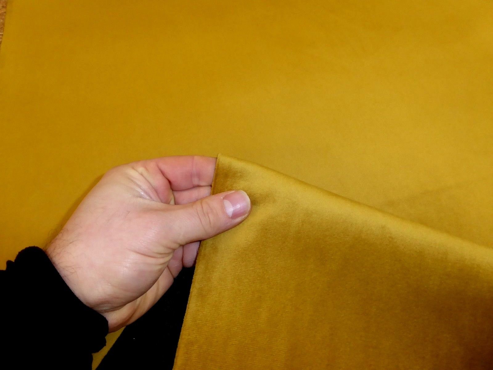 Mustard sleep zone Plush Velvet Fabric Upholstery Soft Feel Cushion Craft 