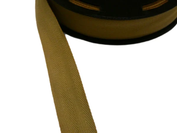 25mm Cotton Herringbone Tape Beige