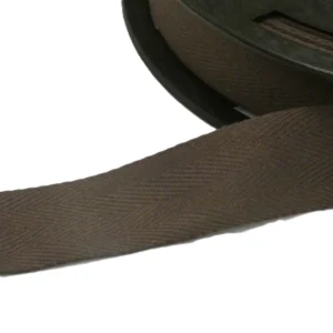 25mm Cotton Herringbone Tape Brown