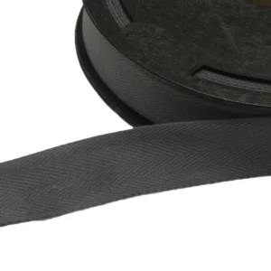 25mm Cotton Herringbone Tape Dark Grey