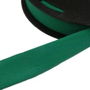 25mm Cotton Herringbone Tape Jade Green