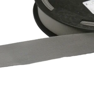 25mm Cotton Herringbone Tape Light Grey