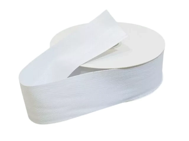 25mm Cotton Herringbone Tape WHITE