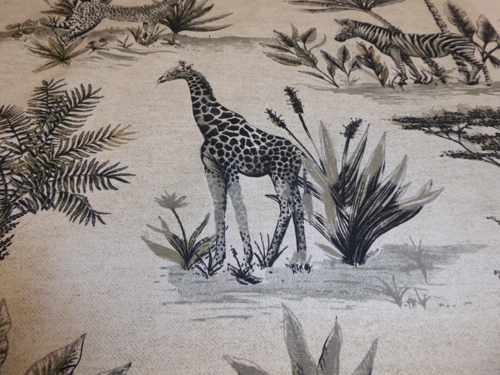 Safari Natural From Fryetts - Linen Cotton Print Fabric Curtains 