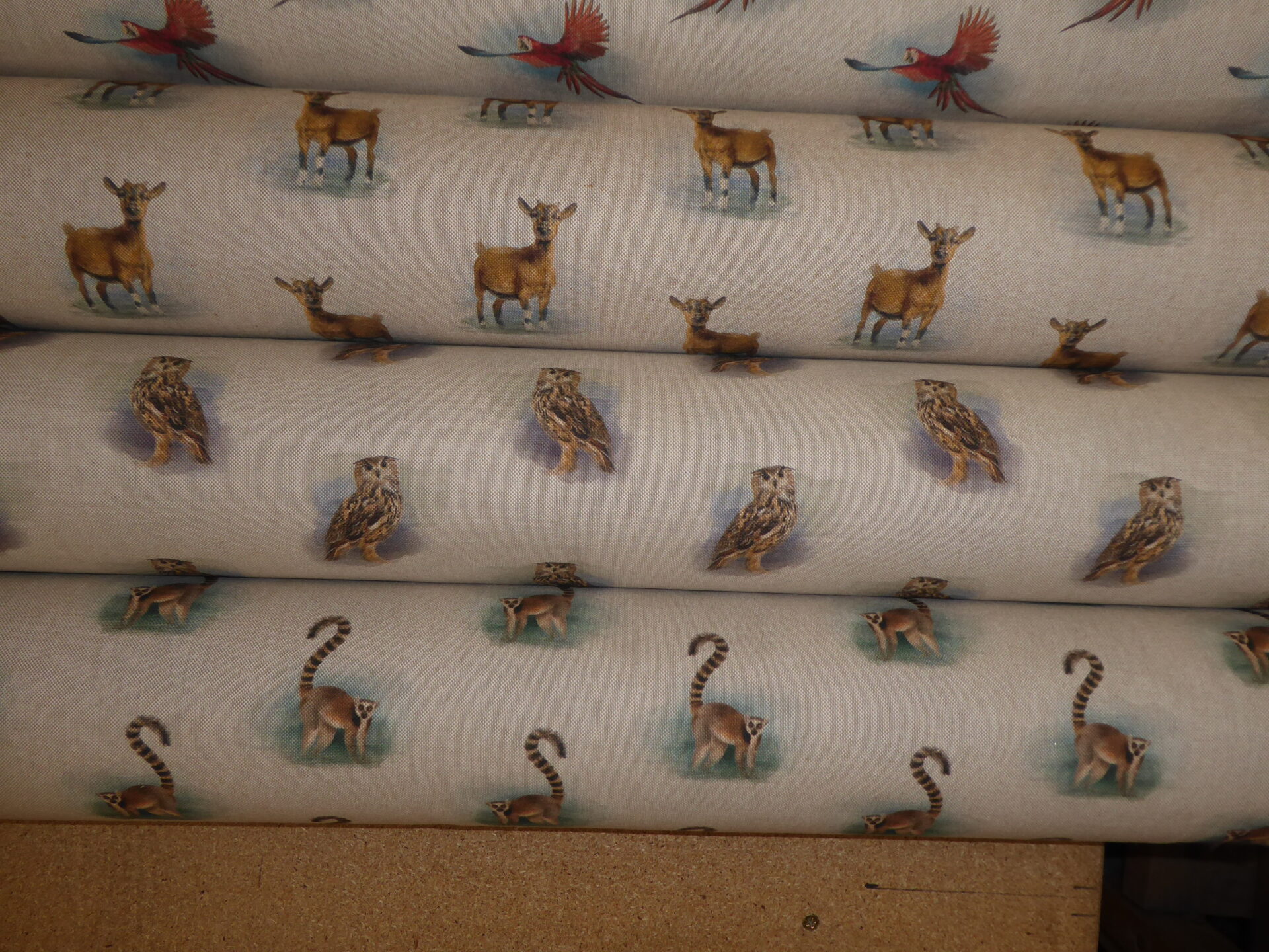 Farm Animals Design Cotton Rich Linen Fabric Curtaining & Upholstery 54" Width 