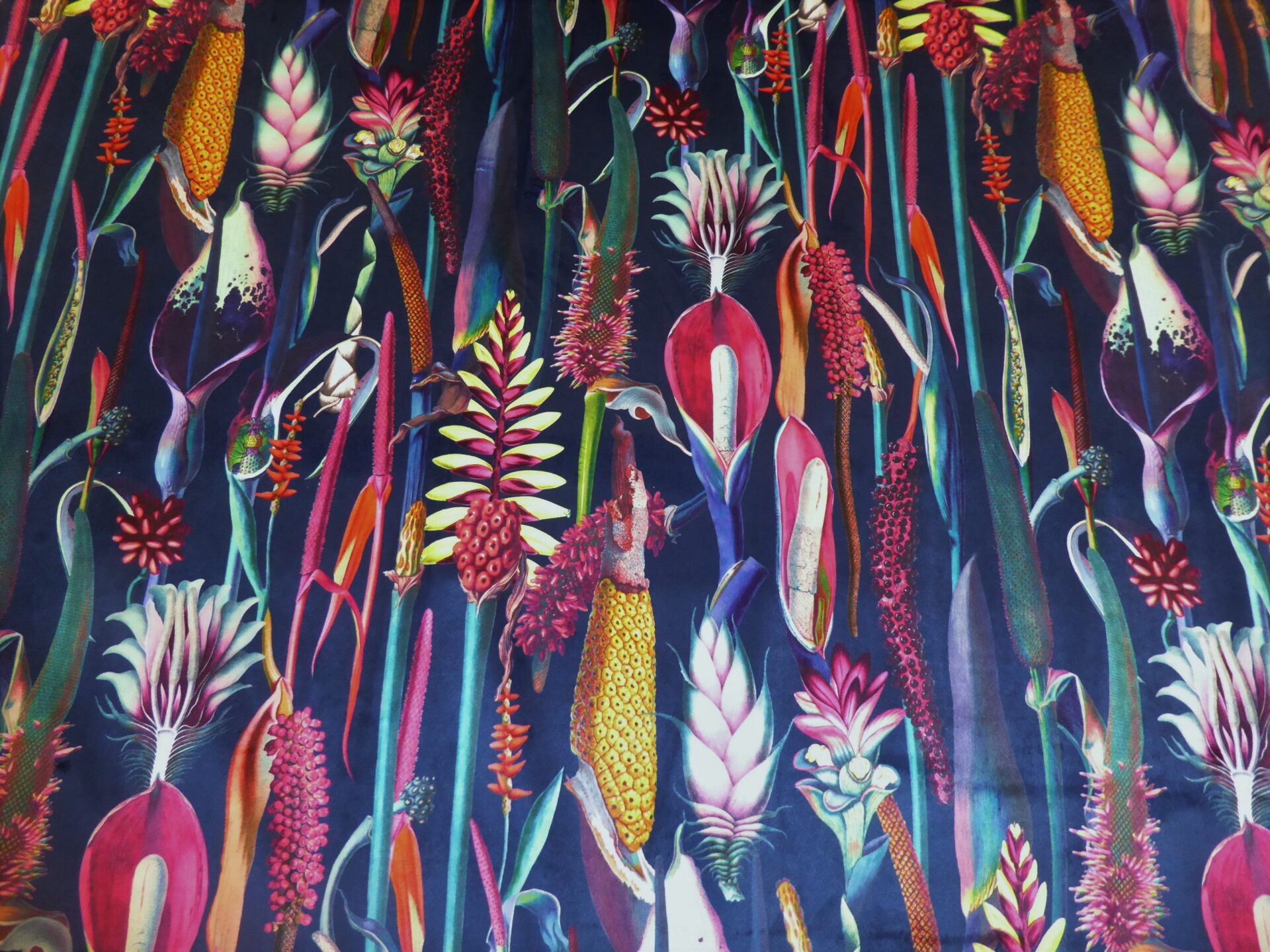 Tropical Botanical Winter Luxury Digital Print Velvet Fabric Curtains per Meter 