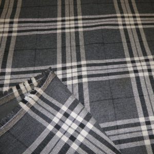 DARK GREY Tartan Check Upholstery Fabric