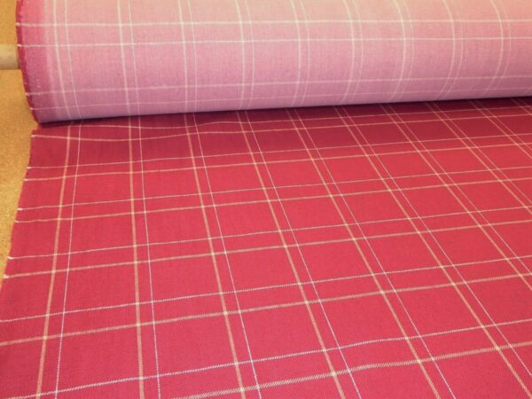 Red Wine Woven Checked Upholstery Fabric