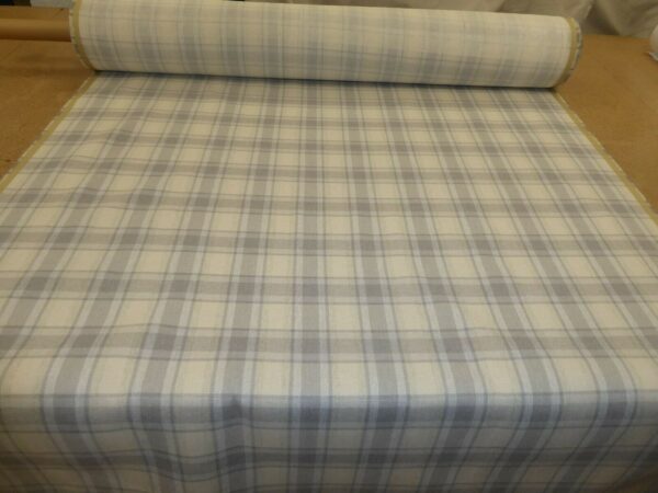 GREY NATURAL Tartan Checked Weave Upholstery Fabric 2