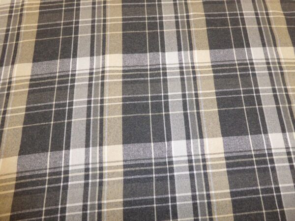 SKYE DARK GREY Tartan Checked Wool Effect Weave Upholstery Curtain Fabric