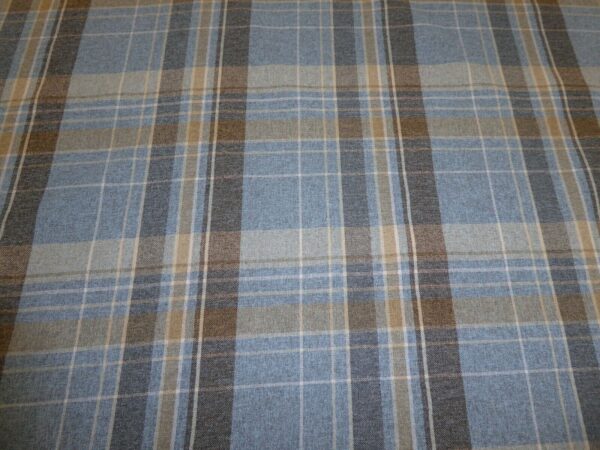 SKYE LIGHT BLUE Tartan Checked Wool Effect Weave Upholstery Curtain Fabric