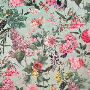 SHANGRI LA EAU DE NIL Floral Printed Velvet Fabric
