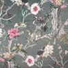 CHINOISERIE GREY Oriental Style Printed Velvet Fabric