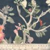 CHINOISERIE NAVY Oriental Style Printed Velvet Fabric 1