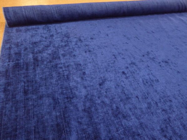 COBALT BLUE Semi Plain Chenille Fabric 1