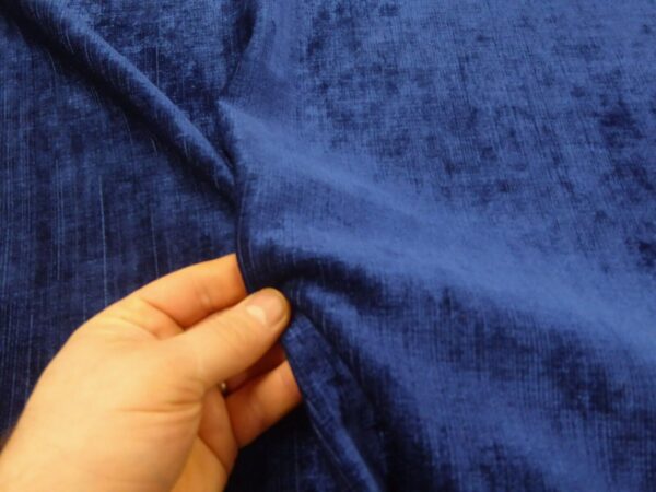COBALT BLUE Semi Plain Chenille Fabric 2