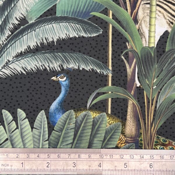 Tropical Jungle Outdoor Fabric Charcoal 1
