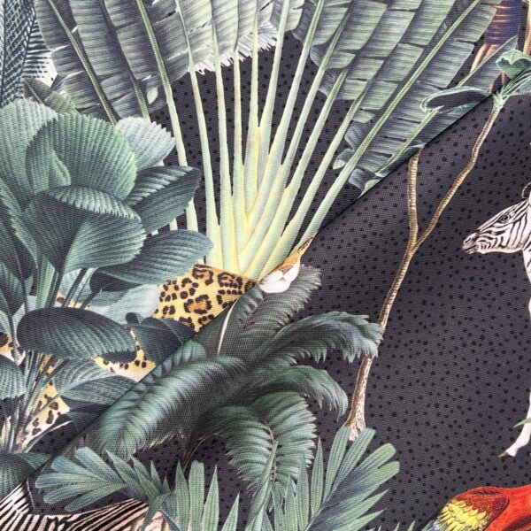 Tropical Jungle Outdoor Fabric Charcoal 2