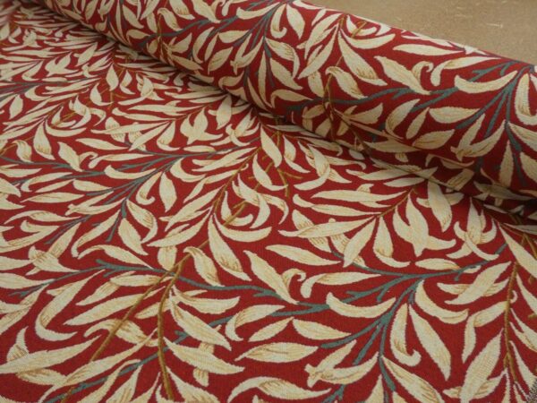 William Morris Willow Bough Crimson Tapestry Fabric 1