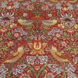 Strawberry Thief Velvet Fabric in RED