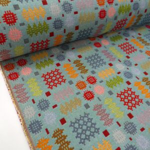 Welsh Blanket Tapestry Fabric Turquoise