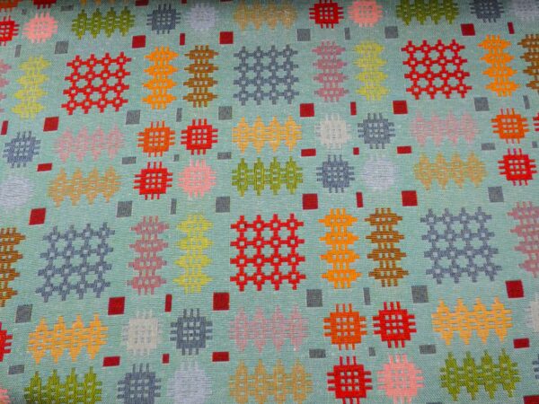 Welsh Blanket Tapestry Fabric Turquoise