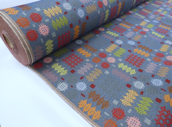 Welsh Blanket Tapestry Fabric Denim Blue