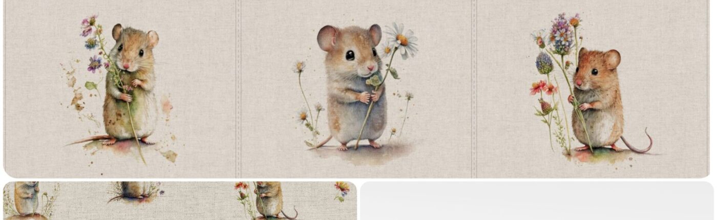 CUTE FIELD MICE CUSHION PANELS