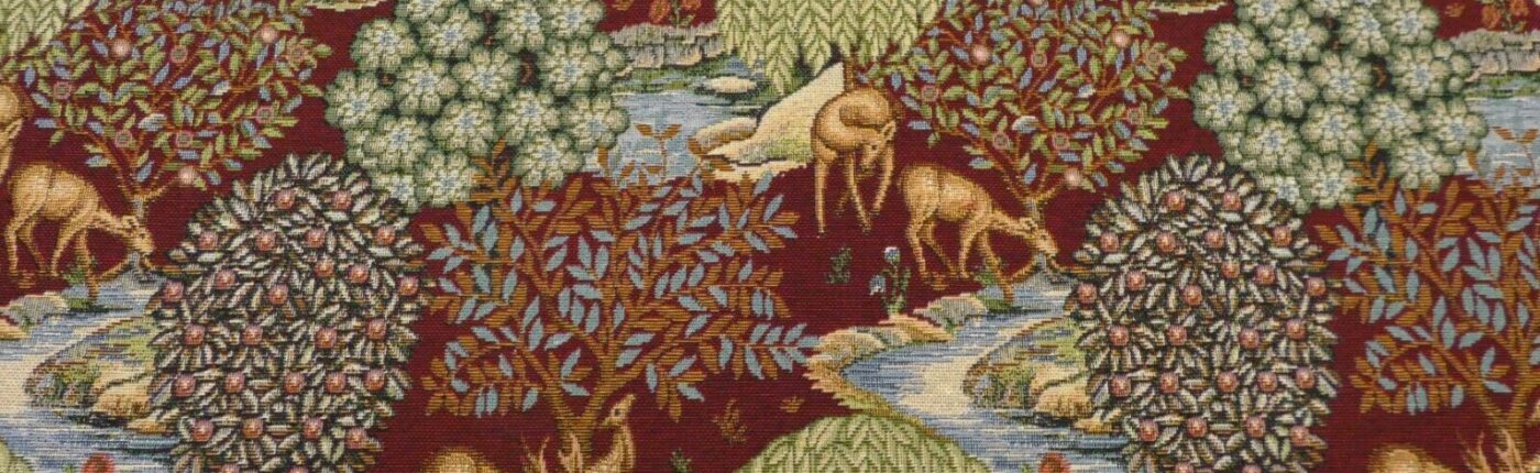 William Morris THE BROOK Tapestry Fabric in WINE