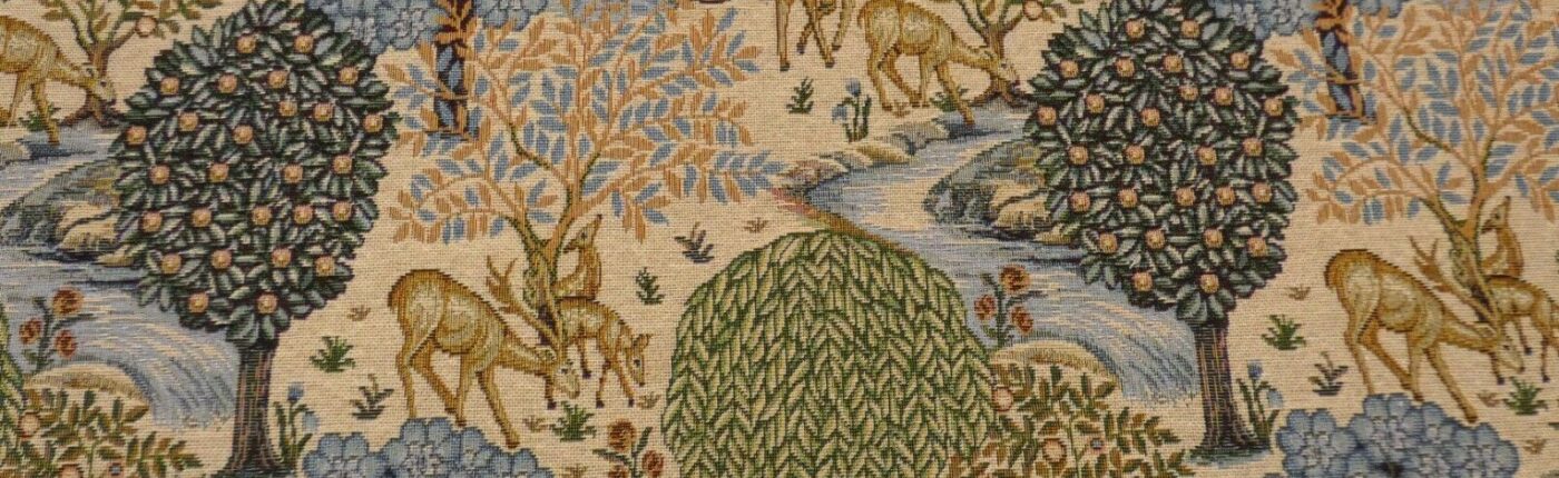 William Morris THE BROOK Tapestry Fabric in NATURAL