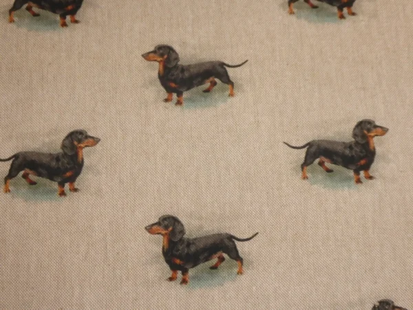 Dachshund Linen Look Cotton Fabric