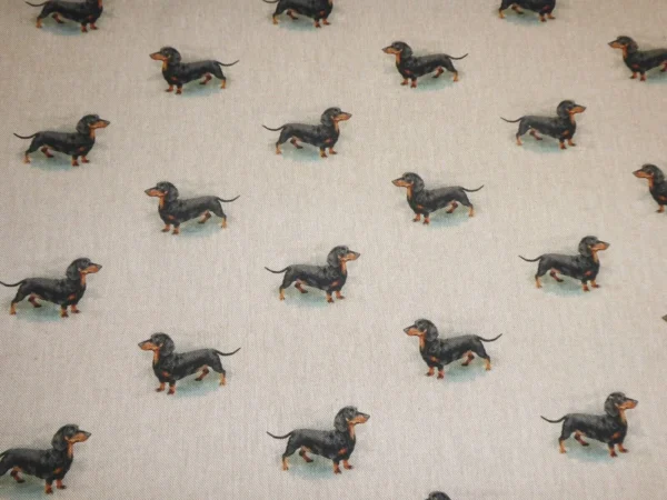 Dachshund Linen Look Cotton Fabric