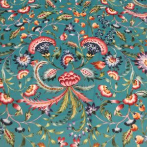 Byron Turquoise Printed Velvet Fabric