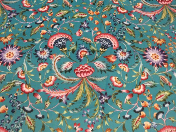 Byron Turquoise Printed Velvet Fabric