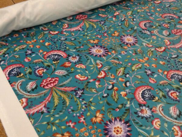 Byron Turquoise Printed Velvet Fabric