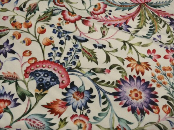 Byron Ivory Printed Velvet Fabric