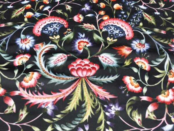 Byron Charcoal Printed Velvet Fabric