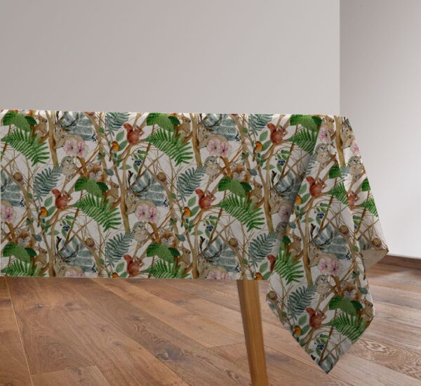 Woodland Creatures Linen Look Cotton Rich Fabric