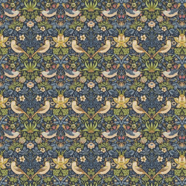 STRAWBERRY THIEF NAVY TEFLON COTTON FABRIC