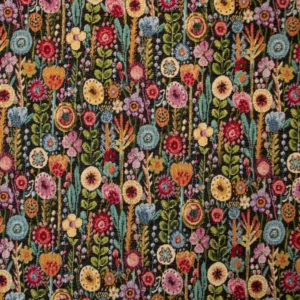 Kew Gardens Ebony Floral Tapestry Fabric