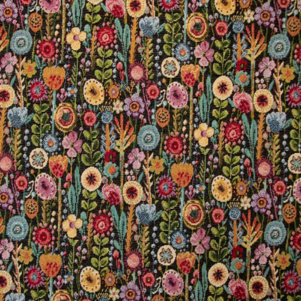 Kew Gardens Ebony Floral Tapestry Fabric