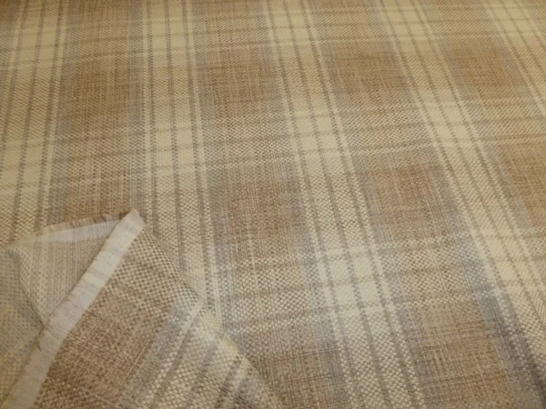 LOMOND NATURAL Tartan Check Linen Weave Fabric from PORTER & STONE