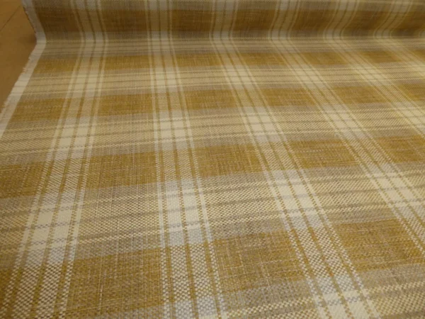 LOMOND OCHRE Tartan Check Linen Weave Fabric