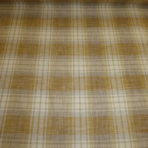 LOMOND OCHRE Tartan Check Linen Weave Fabric by Porter & Stone