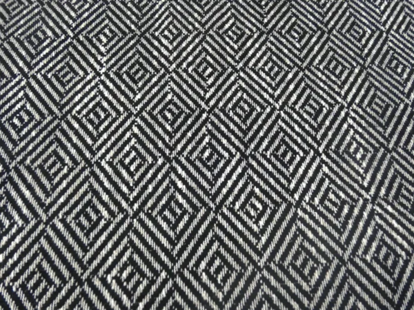 BLACK with GREY Geometric Tile Design Chenille Upholstery Fabric 1