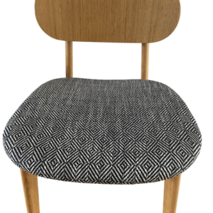 Dining Chair in BLACK with GREY Geometric Tile Design Chenille Upholstery Fabric