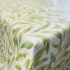 WILLOW BOUGH GREEN PVC TABLECLOTH FABRIC