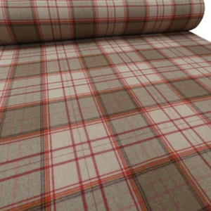 BEIGE & RED Tartan Check Wool