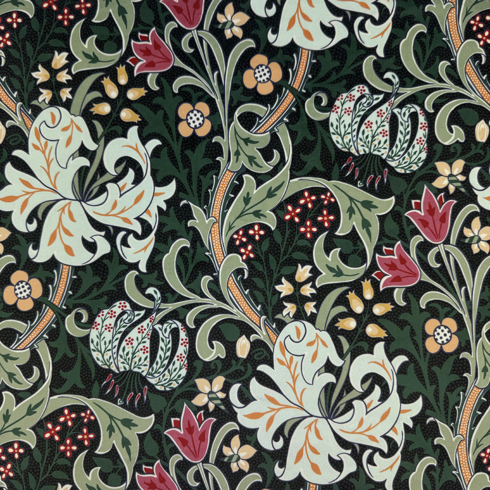 Golden Lily Velvet Fabric NOCTURN – William Morris design