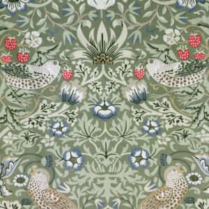 Strawberry Thief Velvet Fabric FERN